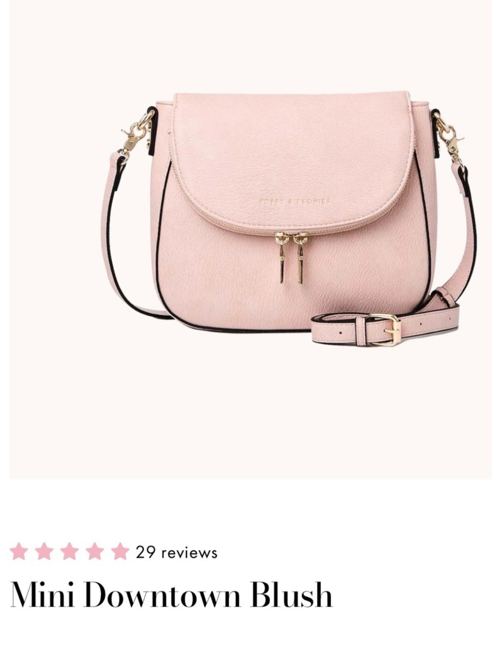 POPPY & PEONIES Mini Downtown Blush Pink Crossbody Bag w/ Gold Hardware
